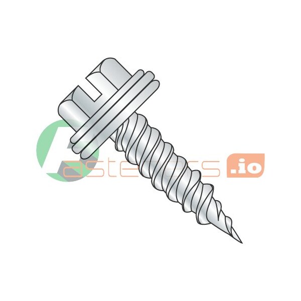 Newport Fasteners Sheet Metal Screw, #8 x 1 in, Zinc Plated Steel Flange Hex Head Slotted Drive, 1000 PK 924369 - main